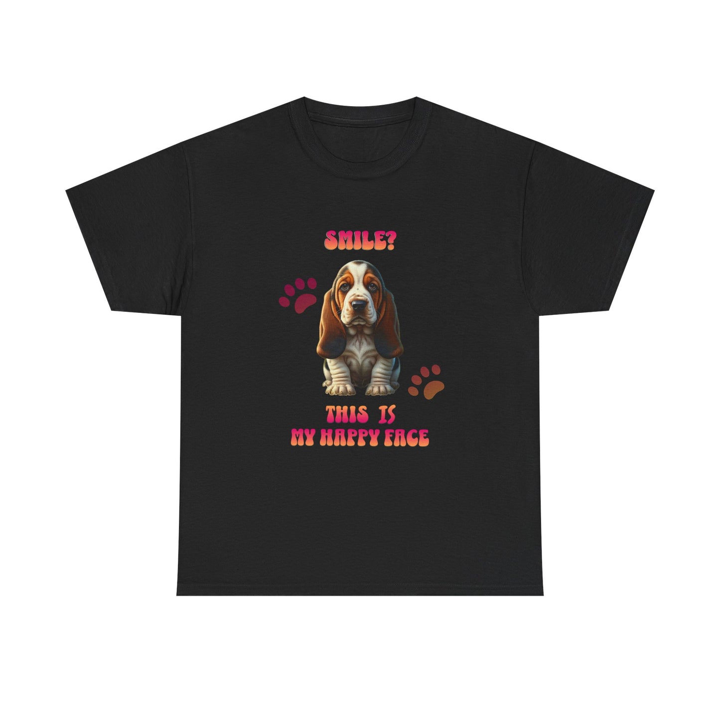Sad but Happy Face Bassett Hound Unisex Tee - Mental Health Awareness Shirt