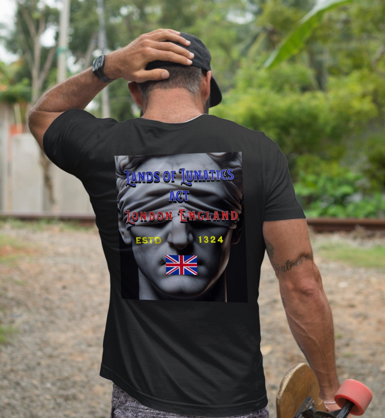 Vintage England Lunatics Unisex T-shirt Printed on Back