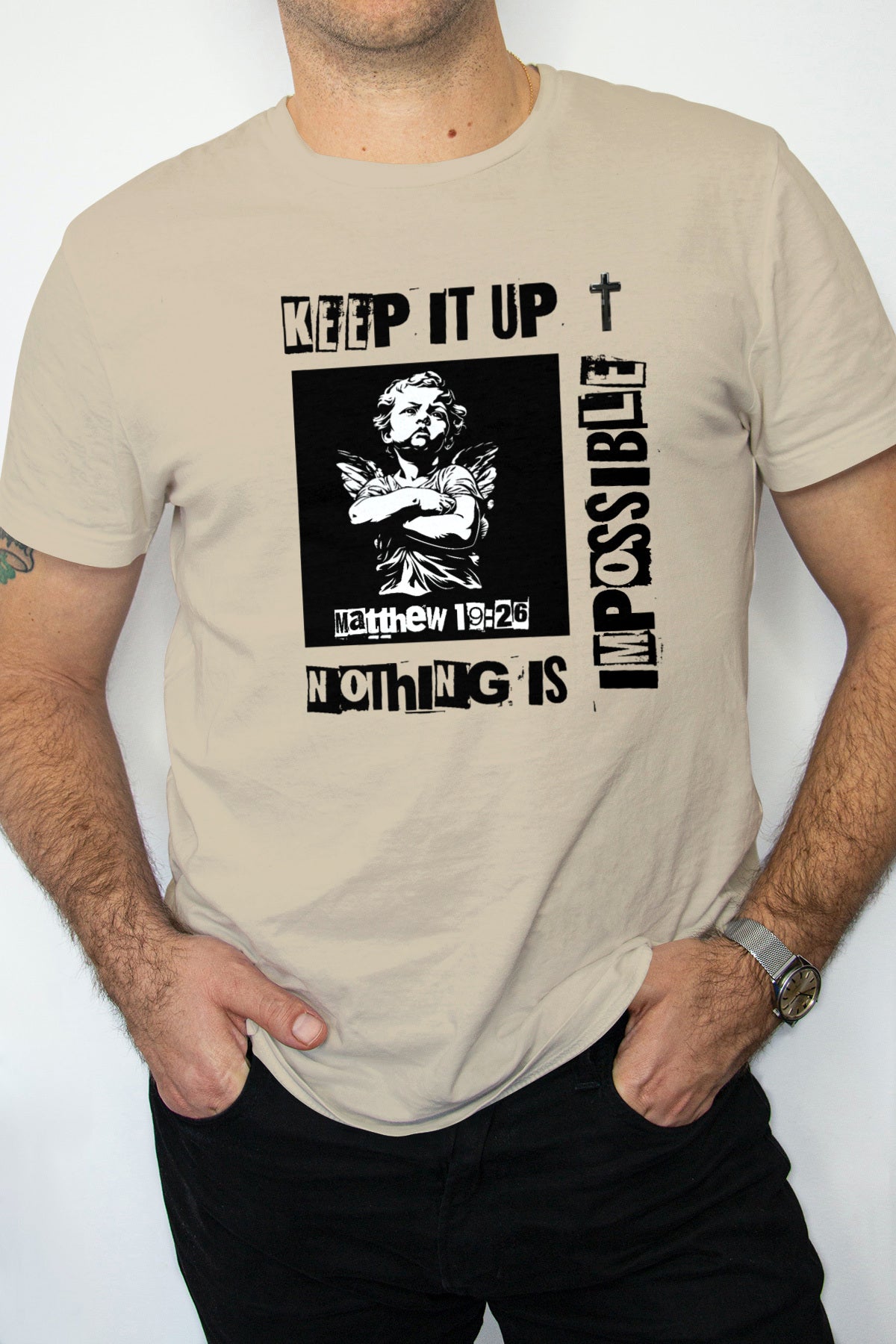 Nothing Is Impossible Unisex Tee with Inspirational Bible Verse for Mental Health Awareness