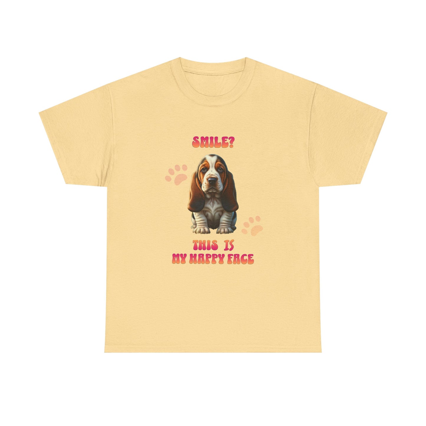 Sad but Happy Face Bassett Hound Unisex Tee - Mental Health Awareness Shirt