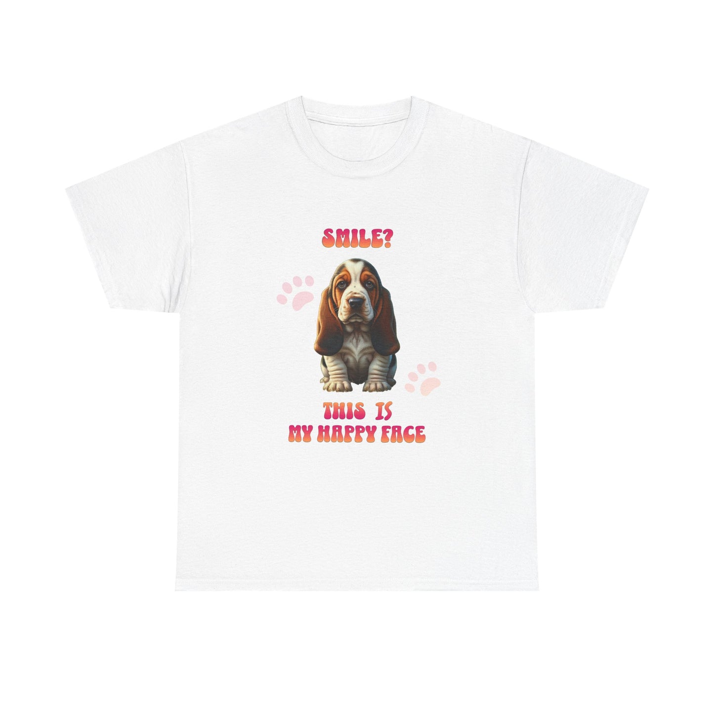 Sad but Happy Face Bassett Hound Unisex Tee - Mental Health Awareness Shirt