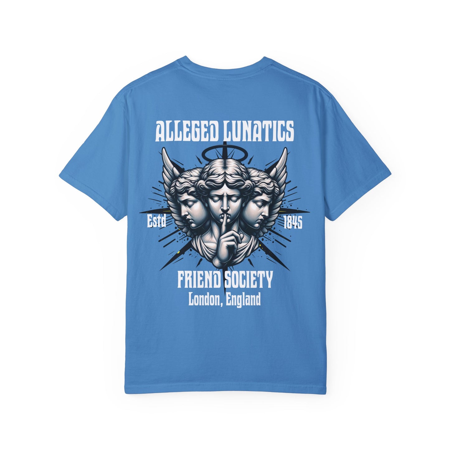 Alleged Lunatics Friends Society Unisex T-shirt- Mental Health Awareness Printed on Back