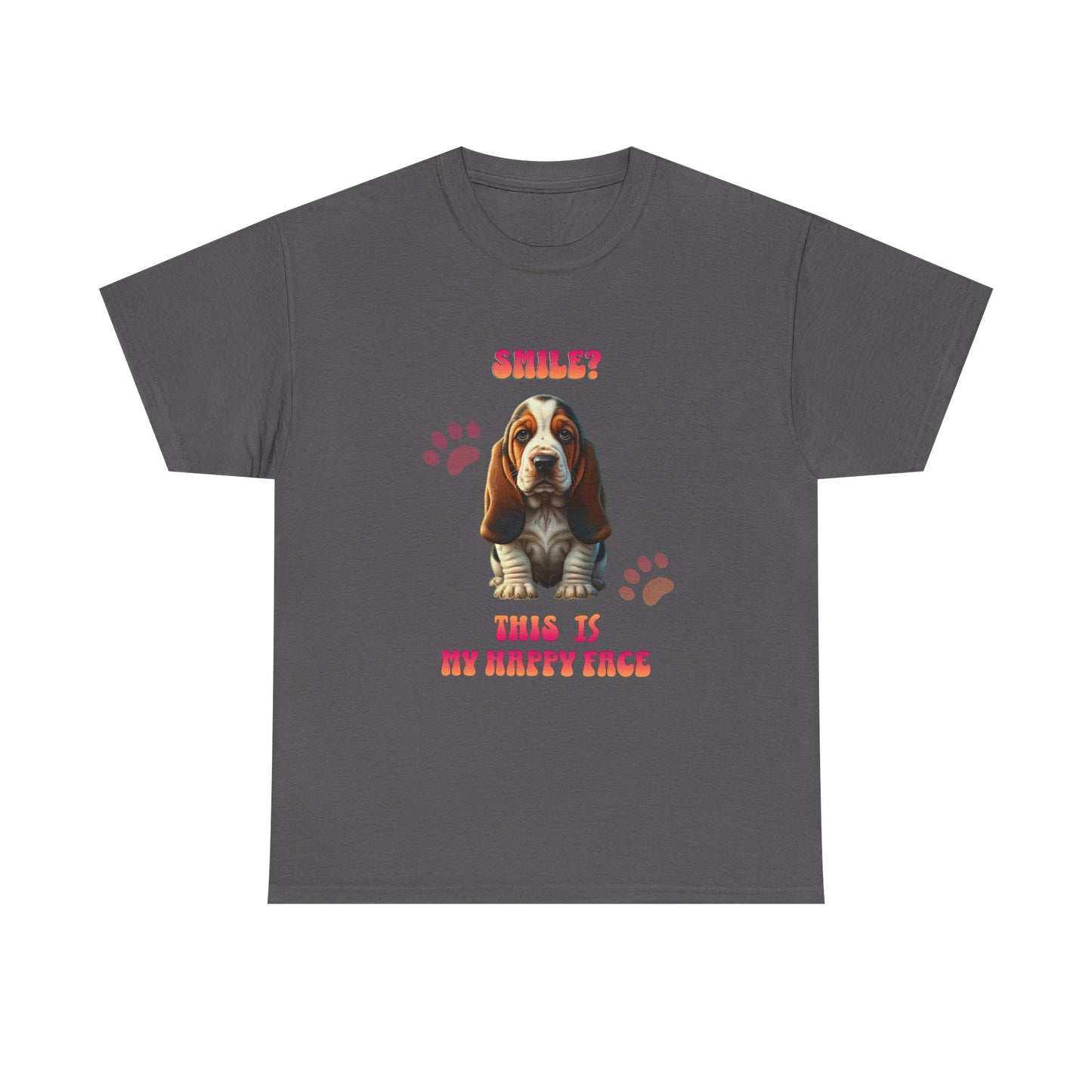 Sad but Happy Face Bassett Hound Unisex Tee - Mental Health Awareness Shirt