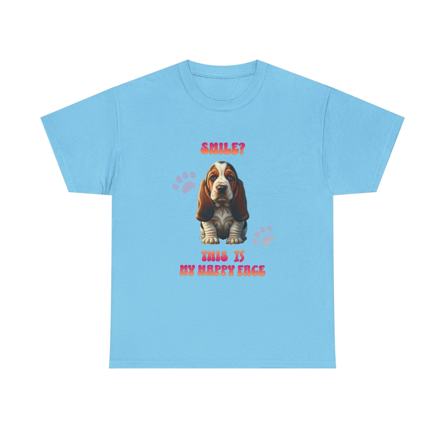 Sad but Happy Face Bassett Hound Unisex Tee - Mental Health Awareness Shirt