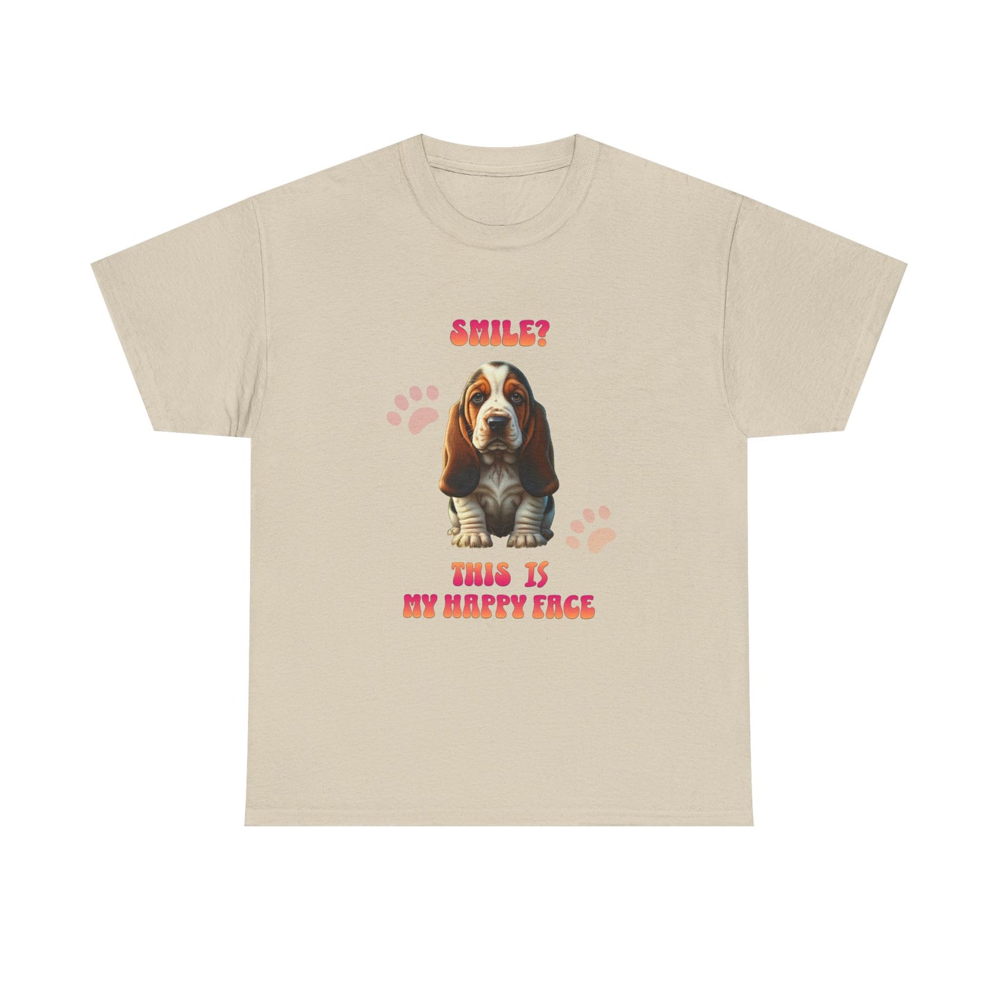 Sad but Happy Face Bassett Hound Unisex Tee - Mental Health Awareness Shirt
